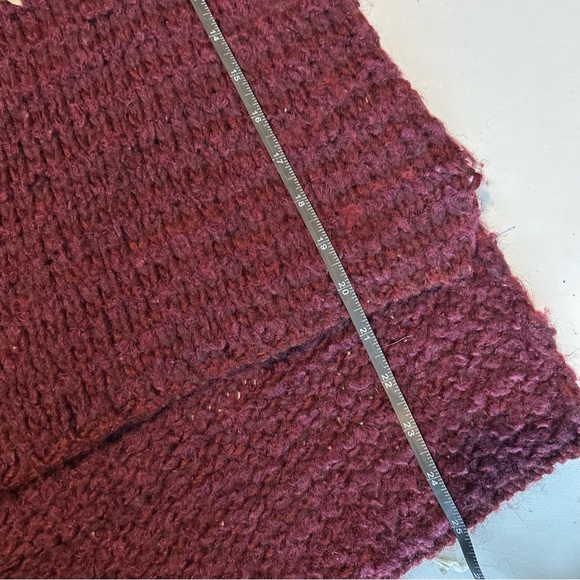 Free People Fuzzy Fair Isle Knitted Wool Sweater Gorpcore Winter Burgundy XS - Picture 5 of 10